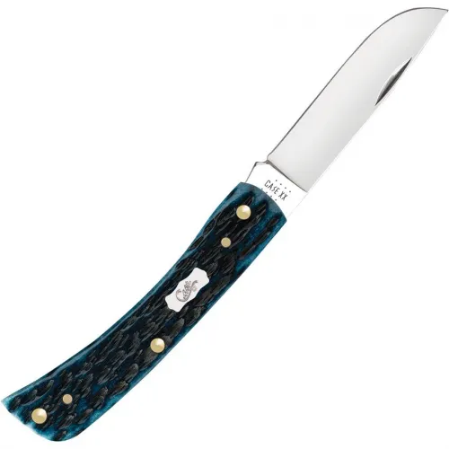 Case XX UK EDC Sod Buster Jr Pocket Worn Blue - 2.83" Stainless Steel Blade Bone Handle