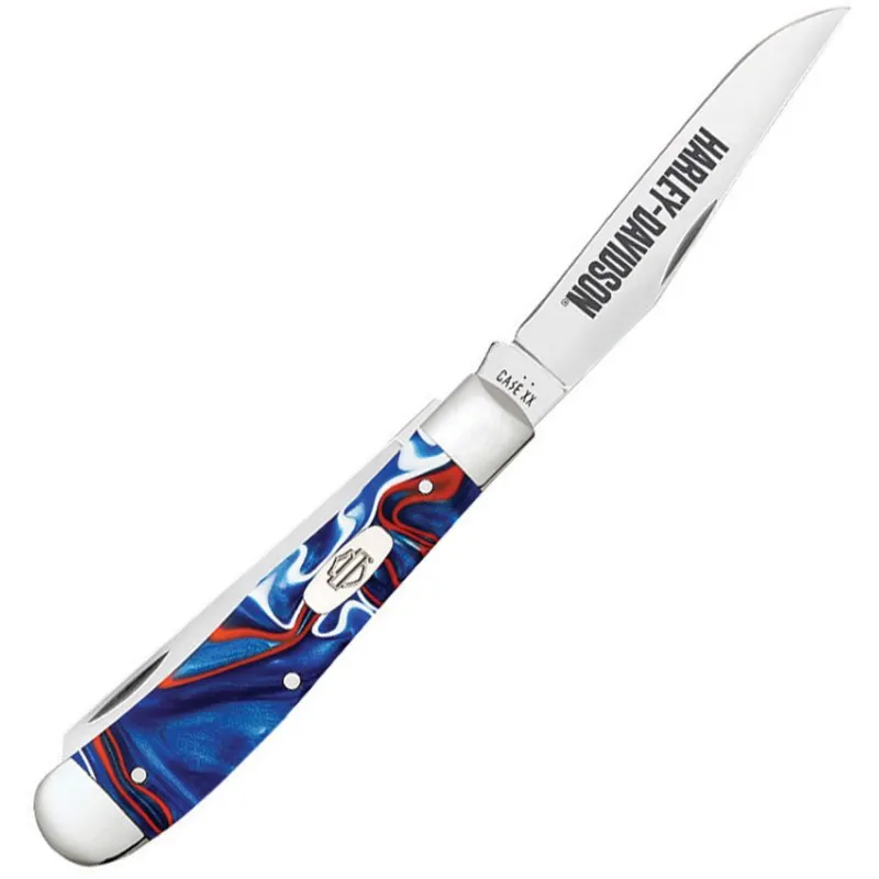 Case Harley Davidson Trapper Patriotic - Dual Blade Clip Point and Spey Cyclaire Knives and Tools