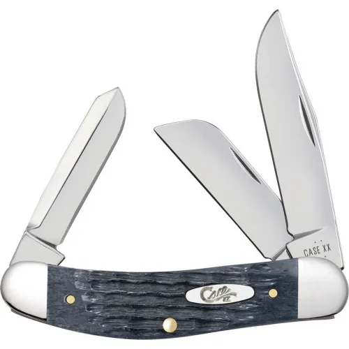 Case XX Sowbelly Grey Worn UK EDC Pocket Knife - Triple Blade Grey Worn Jigged Bone Handle