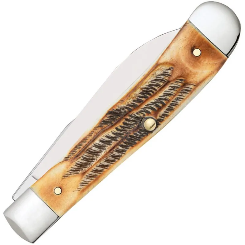 Case Trapper 6.5 Bonestag Folding Knife - 3.2" Clip Point and Wharncliffe Blades Bonestag Handle Cyclaire Knives and Tools