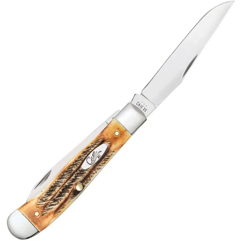 Case Trapper 6.5 Bonestag Folding Knife - 3.2" Clip Point and Wharncliffe Blades Bonestag Handle Cyclaire Knives and Tools