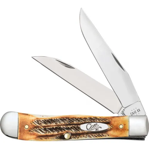 Case Trapper 6.5 Bonestag Folding Knife - 3.2" Clip Point and Wharncliffe Blades Bonestag Handle