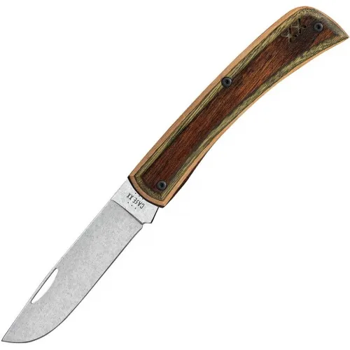 Case XX Crossroads XR Sodbuster Jr UK EDC Pocket Knife - 2.8" S35VN Skinner Blade Brown Green Laminate Wood Handle