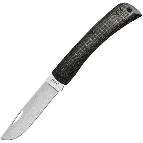 Case XX Crossroads XR Sodbuster Jr UK EDC Pocket Knife - 2.8" S35VN Skinner Blade Black Burlap Micarta Handle with Day Glow Liner