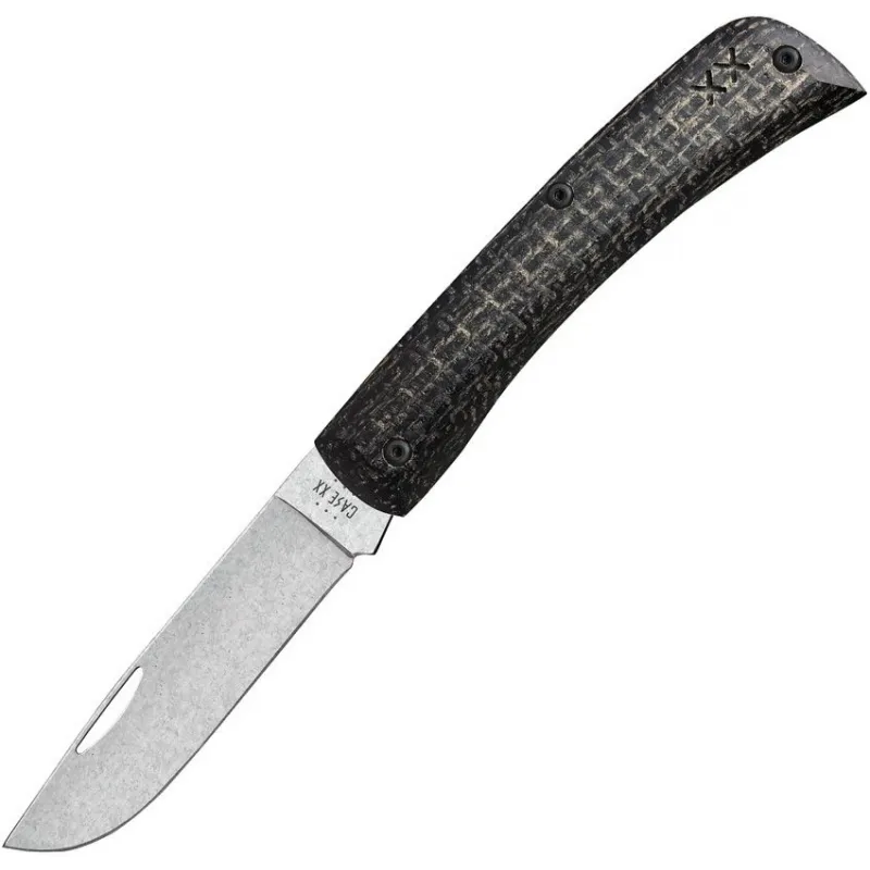 Case XX Crossroads XR Sodbuster Jr UK EDC Pocket Knife - 2.8" S35VN Skinner Blade Black Burlap Micarta Handle with Day Glow Liner Cyclaire Knives and Tools