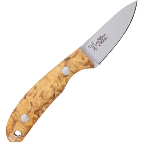 Casstrom Safari Mini Hunter - 2.5" Blade Curly Birch Handle Leather Sheath