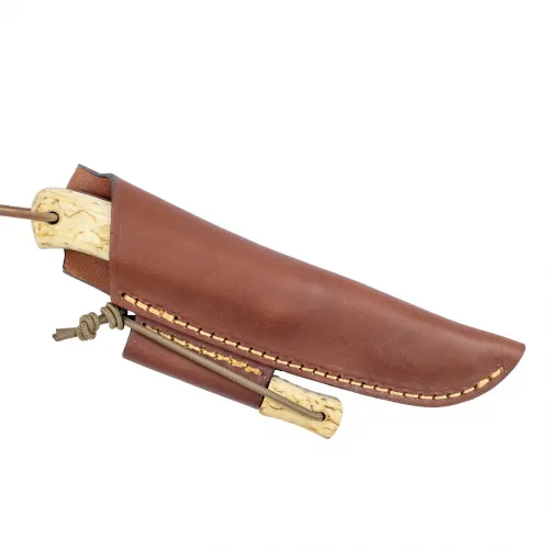 Casstrom Woodsman Knife - 3.54" Uddeholm Sleipner Blade Curly Birch Handle Leather Sheath and Fire Steel