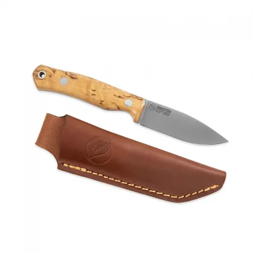 Casstrom No.8 SFK Bushcraft Knife - 3.26" 14C28N Stainless Steel Curly Birch Handle