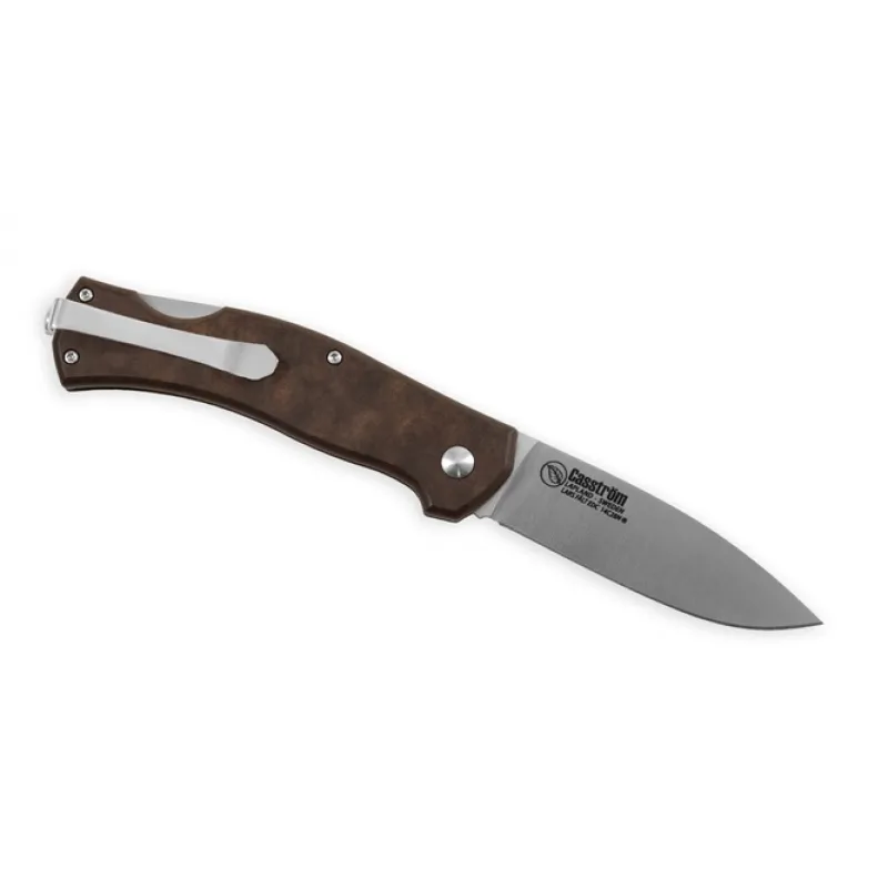 Casstrom Lars Falt Coffee Folding Knife - 3" 14C28N with Cryo-quench Blade Brown Handle Cyclaire Knives and Tools