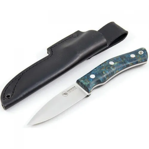 Casstrom No.10 SFK Stabilised Blue Curly Birch - 3.93" Flat grind Blade