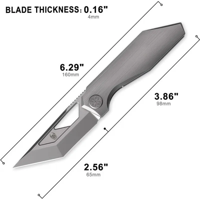 Cavol Shimo Framelock Folding Knife - 2.51" Tanto M390 Blade Titanium Handle Cyclaire Knives and Tools