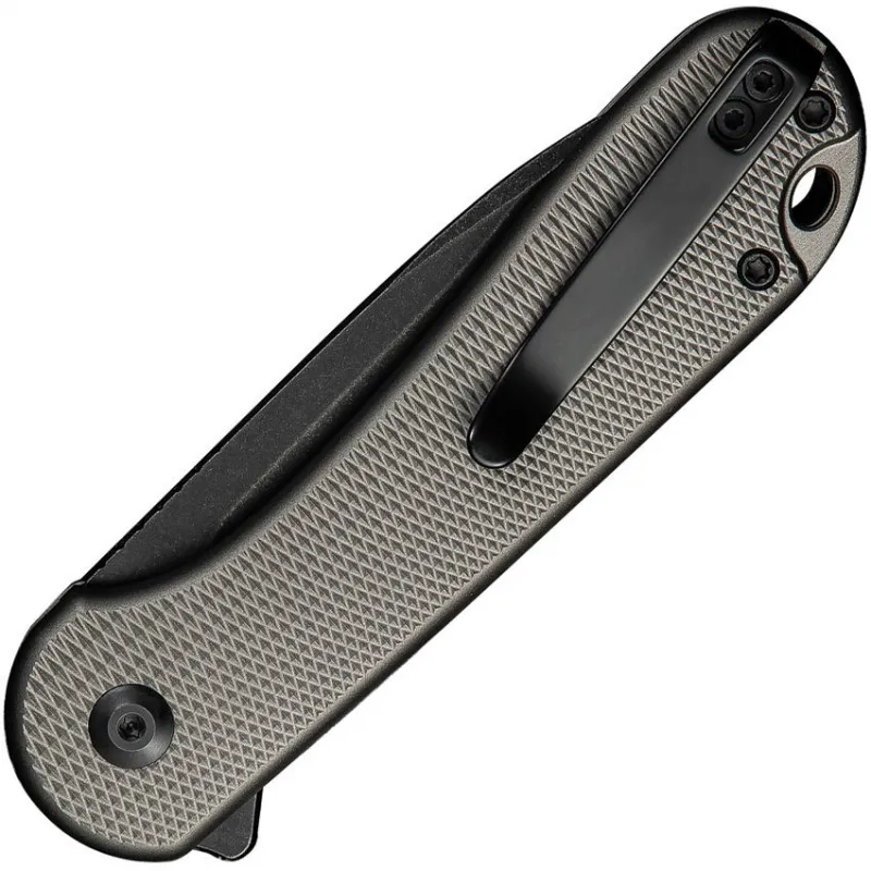 CIVIVI Elementum II Button Lock - 2.96" Black Stonewash Nitro-V Blade Grey Aluminum Handle Cyclaire Knives and Tools
