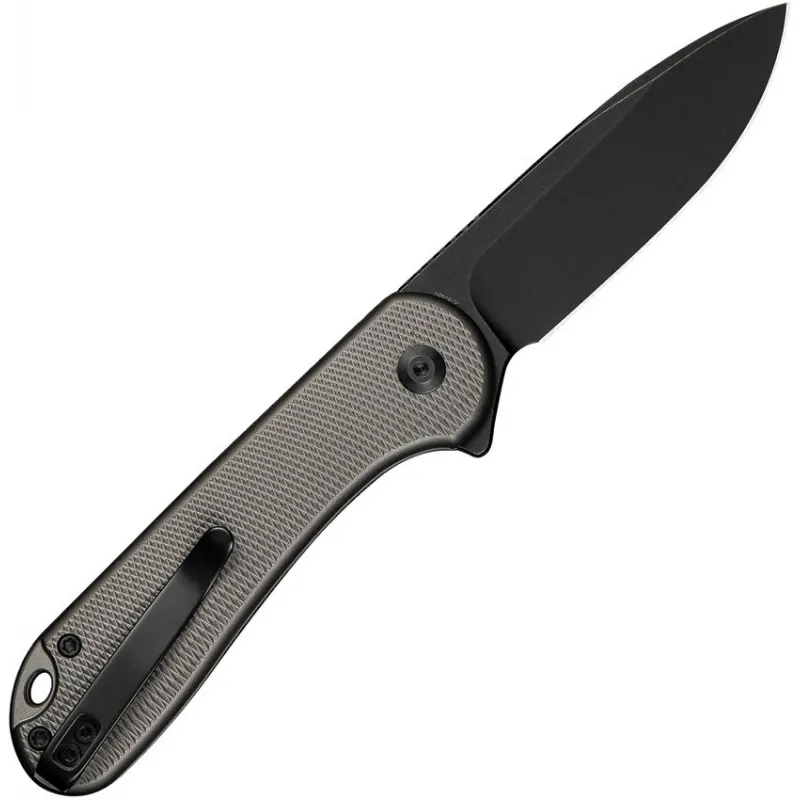 CIVIVI Elementum II Button Lock - 2.96" Black Stonewash Nitro-V Blade Grey Aluminum Handle Cyclaire Knives and Tools
