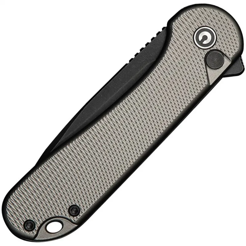 CIVIVI Elementum II Button Lock - 2.96" Black Stonewash Nitro-V Blade Grey Aluminum Handle Cyclaire Knives and Tools