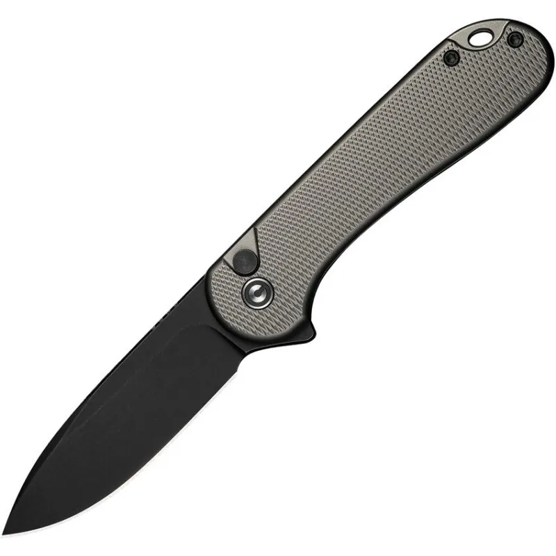 CIVIVI Elementum II Button Lock - 2.96" Black Stonewash Nitro-V Blade Grey Aluminum Handle Cyclaire Knives and Tools