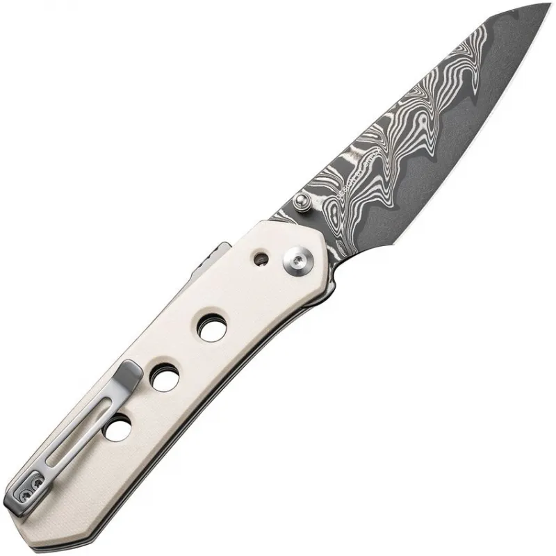 CIVIVI Snecx Vision FG Superlock Folding Knife - 3.54" Damascus Steel Blade Ivory G10 Handle Cyclaire Knives and Tools