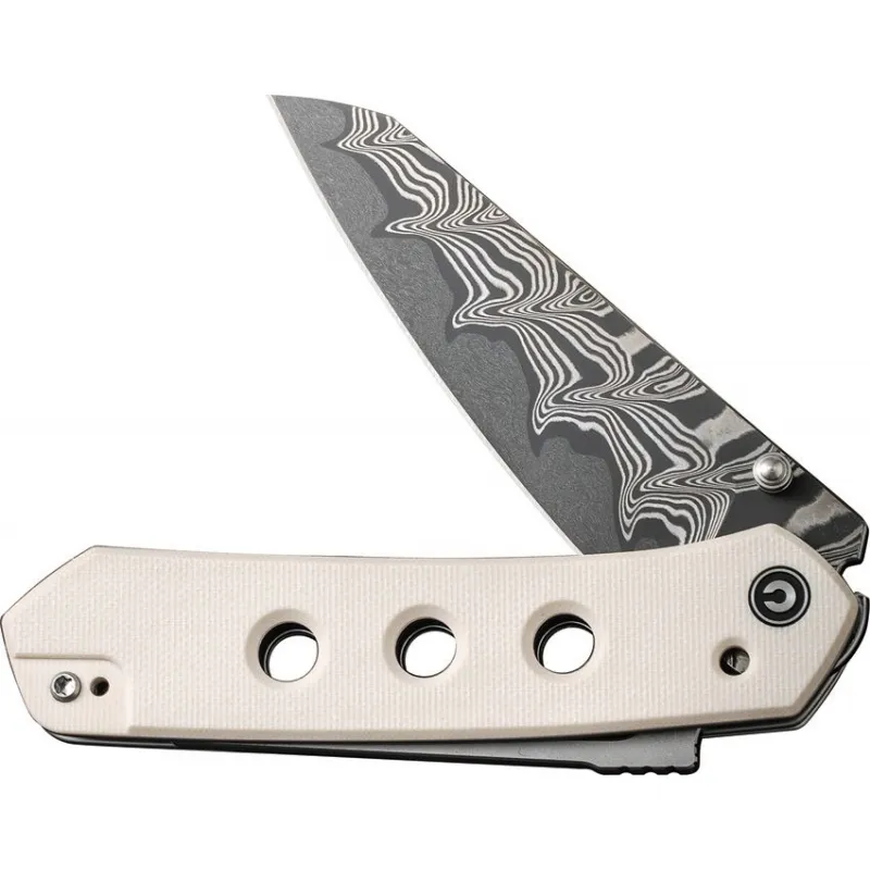 CIVIVI Snecx Vision FG Superlock Folding Knife - 3.54" Damascus Steel Blade Ivory G10 Handle Cyclaire Knives and Tools