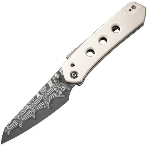 CIVIVI Snecx Vision FG Superlock Folding Knife - 3.54" Damascus Steel Blade Ivory G10 Handle