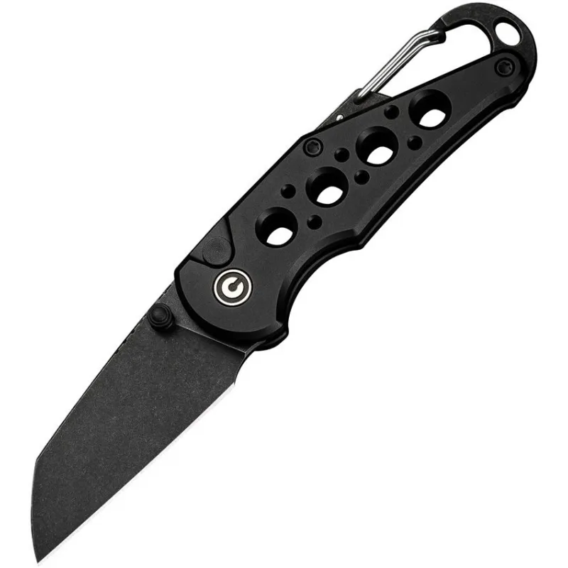 CIVIVI Pragma Folding Knife - 2.2" Black Nitro-V Wharncliffe Blade Black Milled Aluminum Handle Cyclaire Knives and Tools