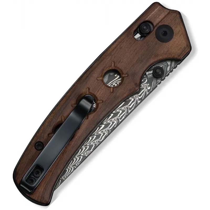CIVIVI Noctis Folding Knife - 2.98" Damascus Steel Blade Guibourtia Wood Handle Cyclaire Knives and Tools