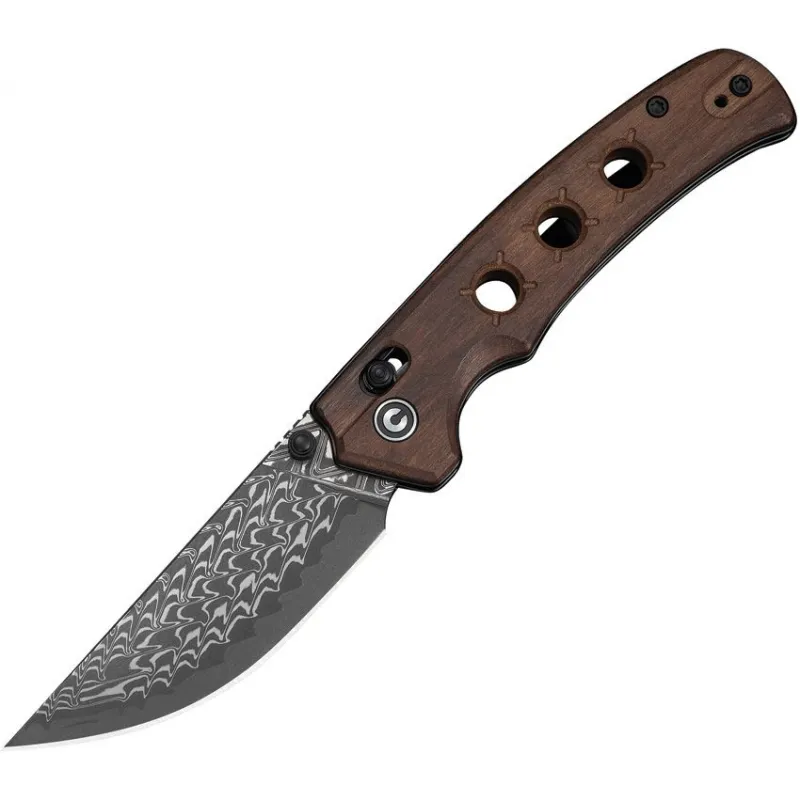 CIVIVI Noctis Folding Knife - 2.98" Damascus Steel Blade Guibourtia Wood Handle Cyclaire Knives and Tools