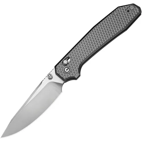 CIVIVI Elite Tessera Folding Knife - 3.37" S35VN Satin Blade Grey Diamond Patterned Aluminum Handle