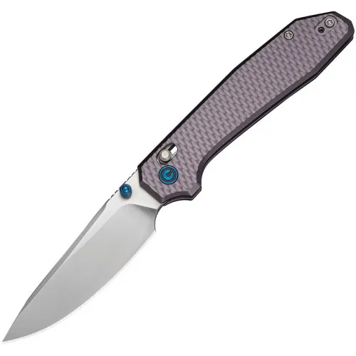 CIVIVI Elite Tessera Folding Knife - 3.37" S35VN Satin Blade Purple Diamond Patterned Aluminum Handle