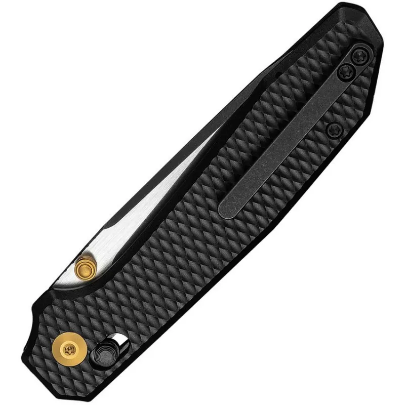 CIVIVI Knives ELITE Tessera Crossbar Folding Knife - 3.37" S35VN Black Stonewashed Two-Tone Drop Point Blade Black Diamond Patterned Aluminum Handle Cyclaire Knives and Tools