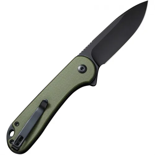 CIVIVI Elementum II Button Lock - 2.96" Black Stonewash Nitro-V Blade OD Green G10 Handle