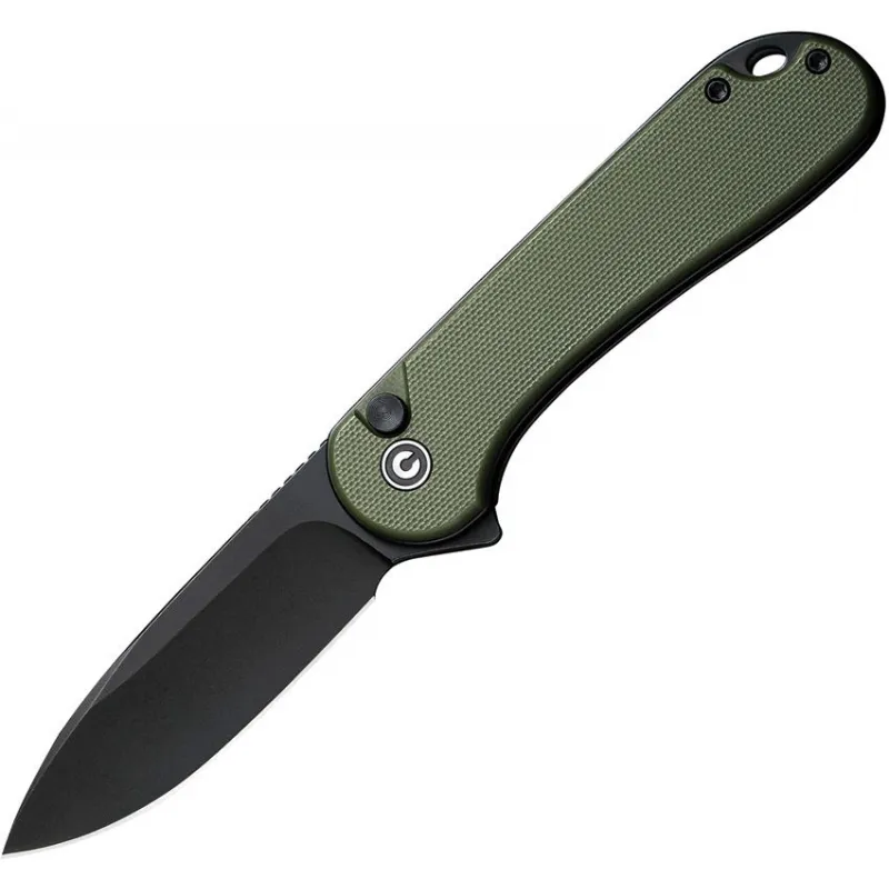 CIVIVI Elementum II Button Lock - 2.96" Black Stonewash Nitro-V Blade OD Green G10 Handle Cyclaire Knives and Tools