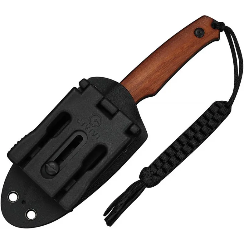 CIVIVI Altus Fixed Blade Knife - 3" 14C28N Black Stainless Steel DP Blade Guibourtia Wood Handle Kydex Sheath Cyclaire Knives and Tools