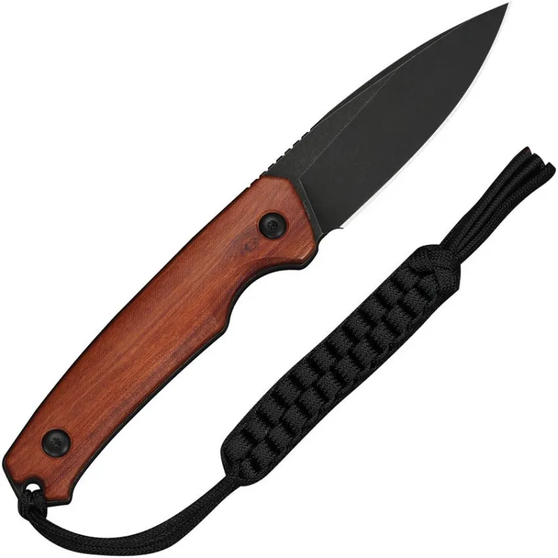 CIVIVI Altus Fixed Blade Knife - 3" 14C28N Black Stainless Steel DP Blade Guibourtia Wood Handle Kydex Sheath Cyclaire Knives and Tools
