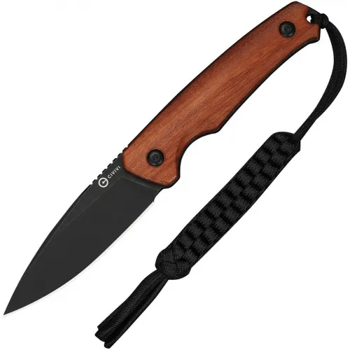 CIVIVI Altus Fixed Blade Knife - 3" 14C28N Black Stainless Steel DP Blade Guibourtia Wood Handle Kydex Sheath