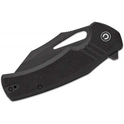 CIVIVI Knives BullTusk Liner Lock Knife - 3.48" 14C28N Black Stonewashed CP Blade Coarse Black G10 Handle