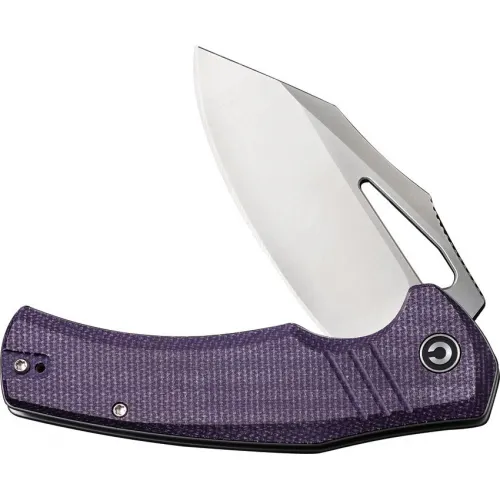 CIVIVI Knives BullTusk Liner Lock Knife - 3.48" 14C28N Satin CP Blade Purple Canvas Micarta Handle