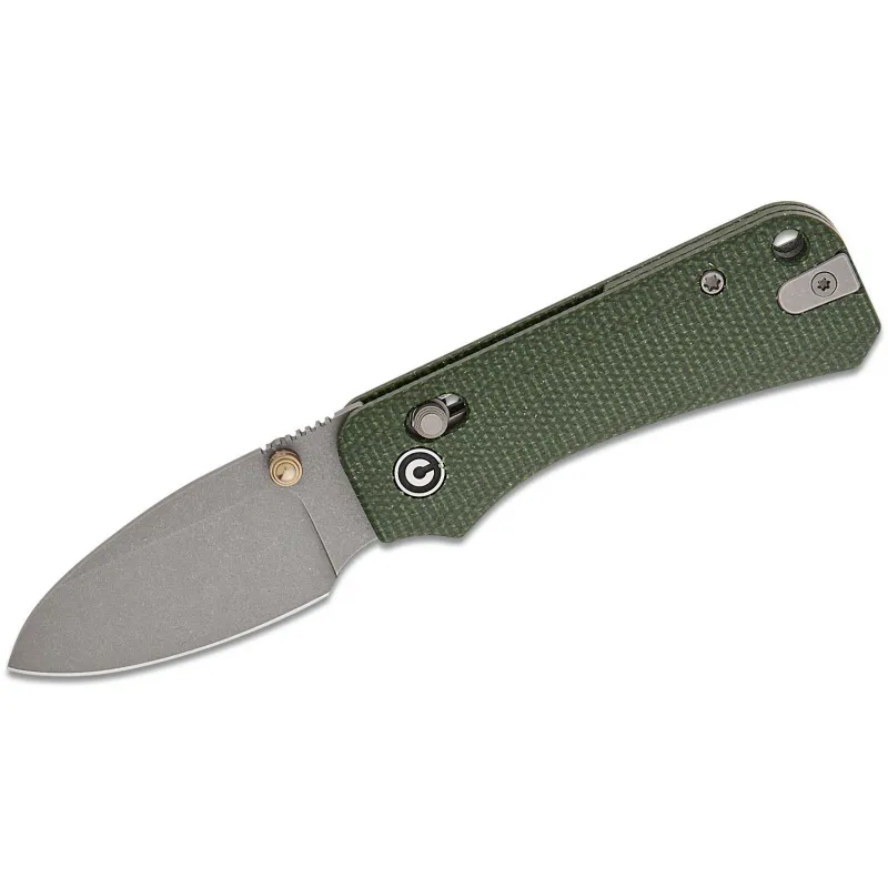 CIVIVI Knives Baby Banter 2 Folding Knife - 2.34" Nitro-V Stonewash Blade Green Canvas Micarta Handle Cyclaire Knives and Tools