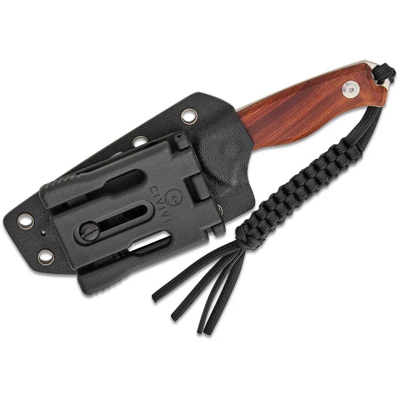 CIVIVI Knives Timberbark Fixed Blade Knife - 3.2" 14C28N Satin DP Blade Guibourtia Wood Handle Kydex Sheath Cyclaire Knives and Tools