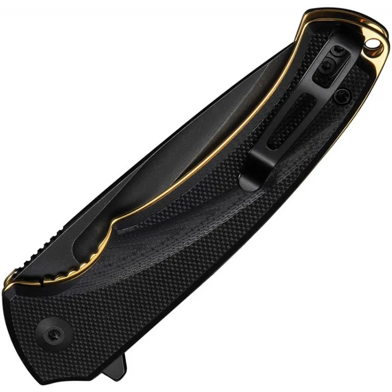 CIVIVI Voidflare Folding Knife - 2.92" 14C28N Black DP Blade Black G10 Handle with Golden Liner Cyclaire Knives and Tools