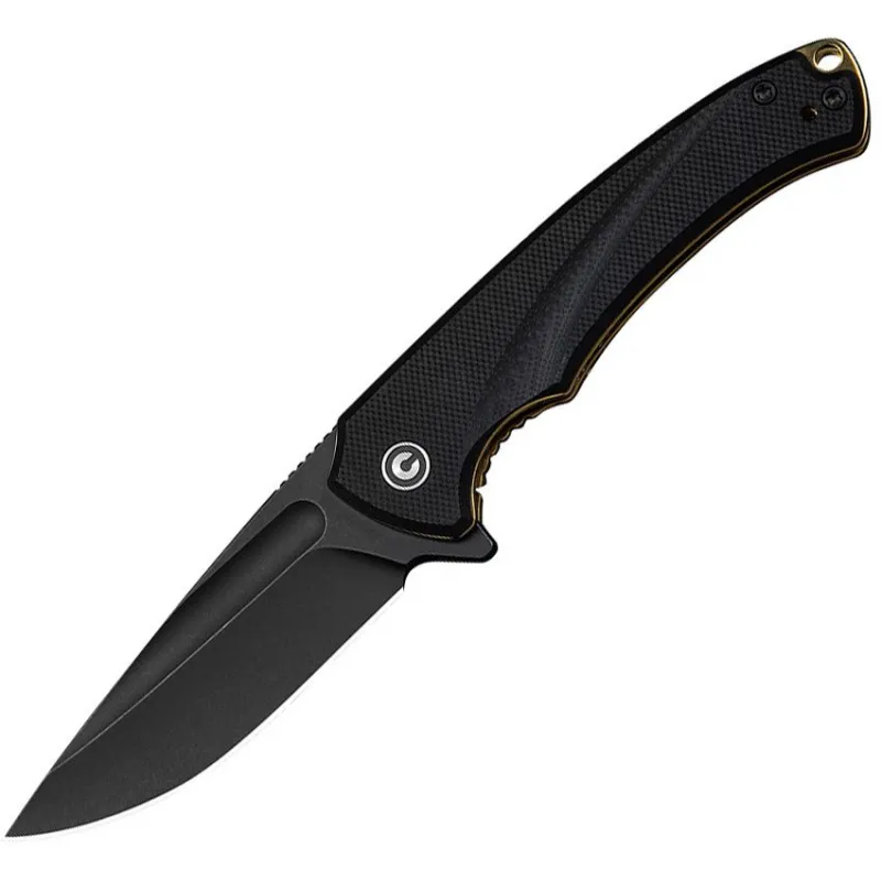 CIVIVI Voidflare Folding Knife - 2.92" 14C28N Black DP Blade Black G10 Handle with Golden Liner Cyclaire Knives and Tools