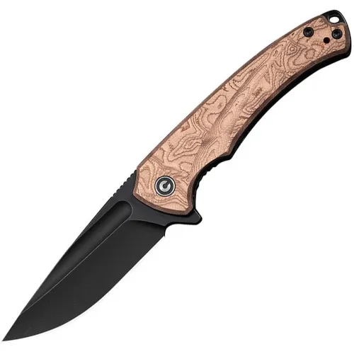 CIVIVI Voidflare Folding Knife - 2.92" 14C28N Black DP Blade Copper Foil G10 Handle with Golden Liner