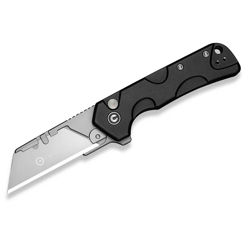 CIVIVI Pulsara Utility Knife - Black Aluminium Handle Stonewash Stainless Steel Blade Holder  Cyclaire Knives and Tools