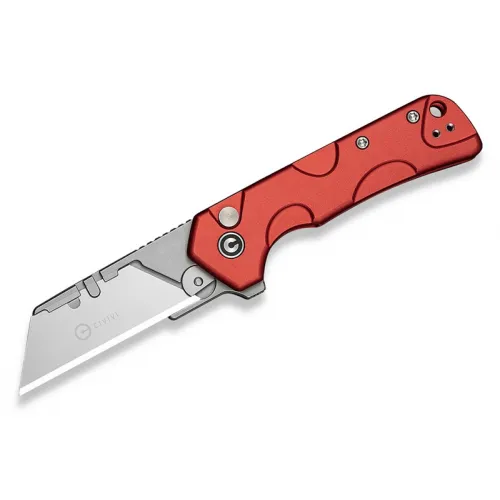 CIVIVI Pulsara Utility Knife - Red Aluminium Handle Stonewash Stainless Steel Blade Holder 