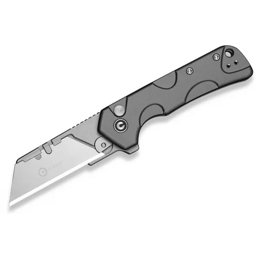 CIVIVI Pulsara Utility Knife - Grey Aluminium Handle Stonewash Stainless Steel Blade Holder 