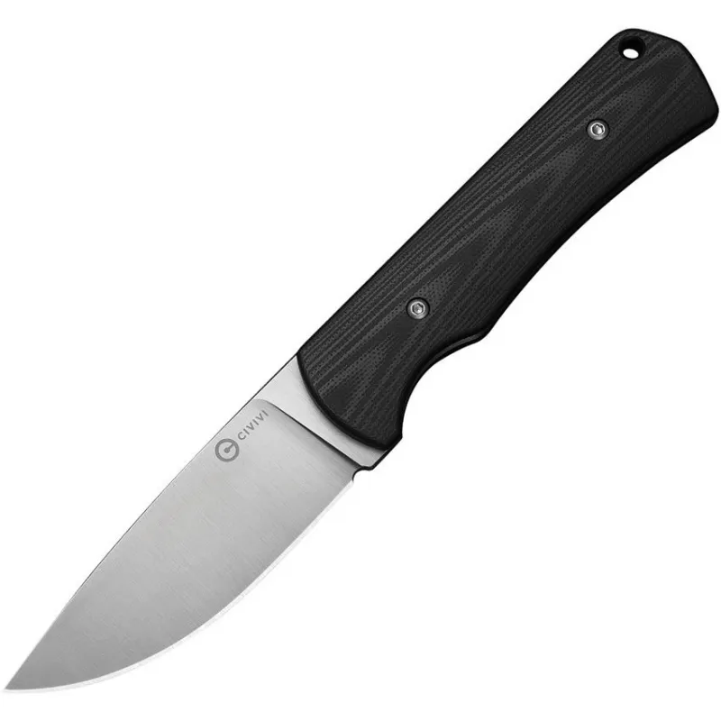 CIVIVI Jencks Fixed Blade Knife - 3.5" 14C28N Stainless Steel Blade Black G10 Handle Cyclaire Knives and Tools