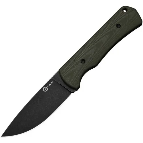 CIVIVI Jencks Fixed Blade Knife - 3.5" Black 14C28N Stainless Steel Blade OD Green G10 Handle