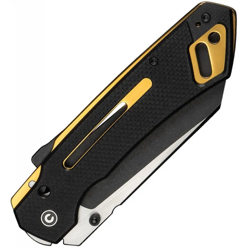 CIVIVI Buster FG Superlock Folding Knife - 4.25" Two Tone Nitro-V Sheepsfoot Blade Black Textured G10 Handle Cyclaire Knives and Tools