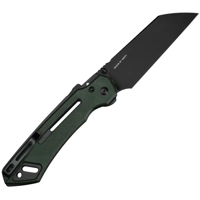 CIVIVI Buster FG Superlock Folding Knife - 4.25" Black Stonewash Nitro-V Sheepsfoot Blade Green Canvas Micarta Handle Cyclaire Knives and Tools