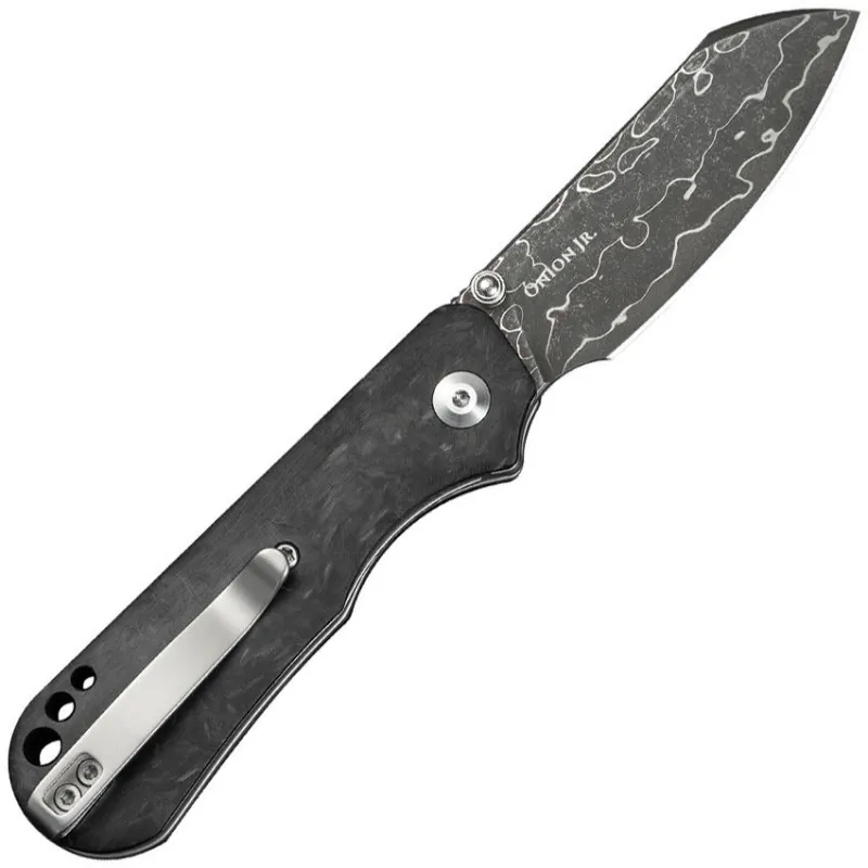 CIVIVI Knives Crabby Folding Knife - 2.7" Damascus Sheepsfoot Blade Shredded Carbon Fiber Handle Cyclaire Knives and Tools