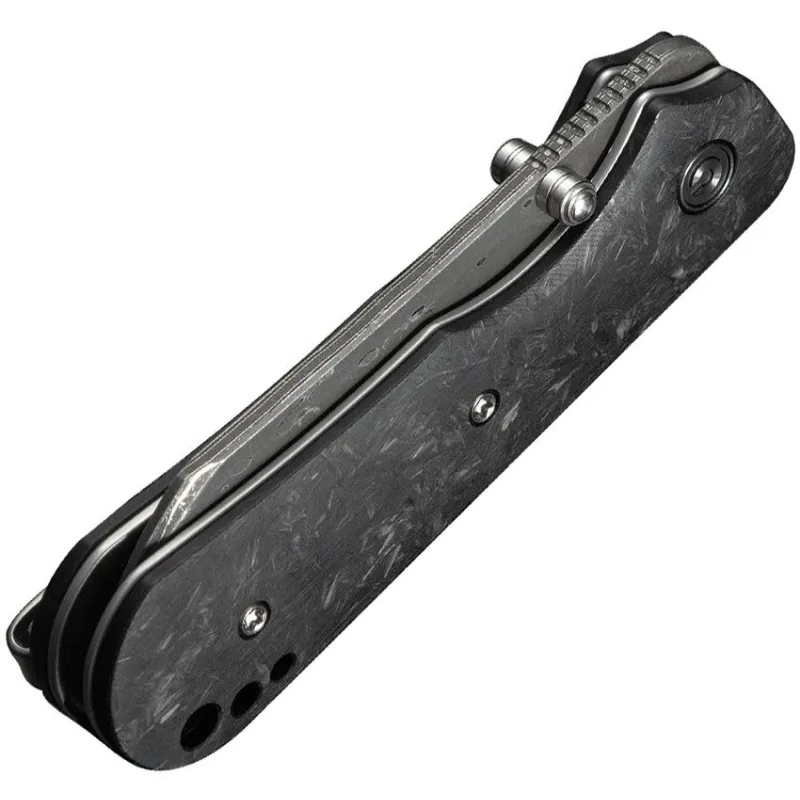 CIVIVI Knives Crabby Folding Knife - 2.7" Damascus Sheepsfoot Blade Shredded Carbon Fiber Handle Cyclaire Knives and Tools