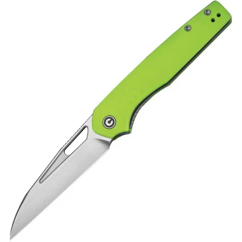 CIVIVI Guile Folding Knife - 3.25" 14C28N Stainless Steel Stonewashed Wharncliffe Blade Green G10 Handle
